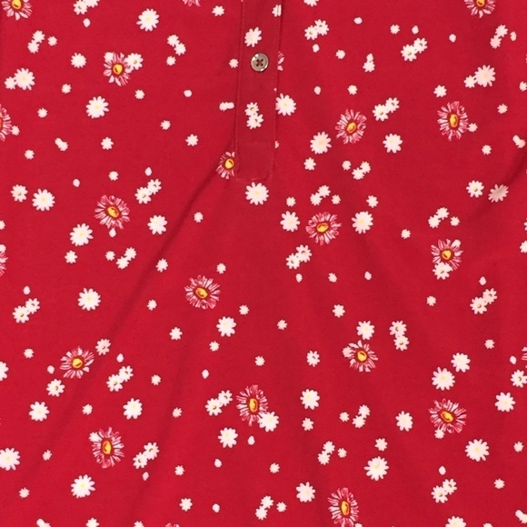 Lily Morgan Sleeveless Floral Top Womens Med Red V Neck Half Button Blouse - Picture 3 of 10